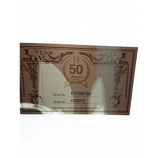 Used Alvarez AD30 ce Natural Acoustic Electric Guitar