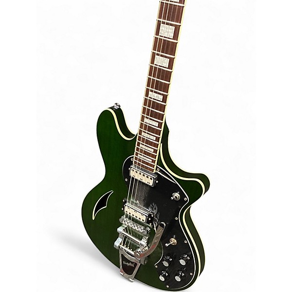 Used Schecter Guitar Research TS/H-1 Green Hollow Body Electric Guitar