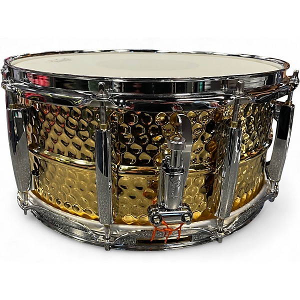 Used Pearl 14X6.5 Sensitone Snare Gold Plated Hammered Brass Drum