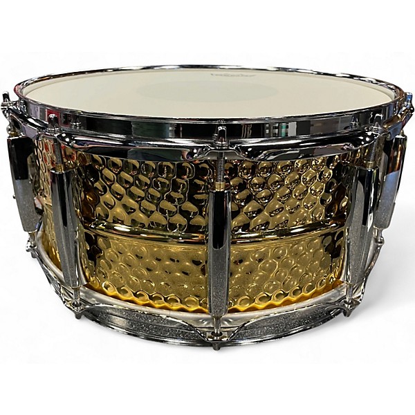 Used Pearl 14X6.5 Sensitone Snare Gold Plated Hammered Brass Drum