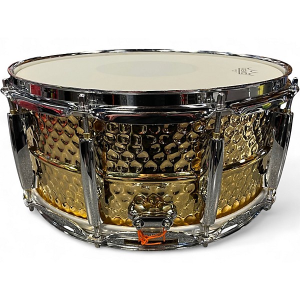 Used Pearl 14X6.5 Sensitone Snare Gold Plated Hammered Brass Drum