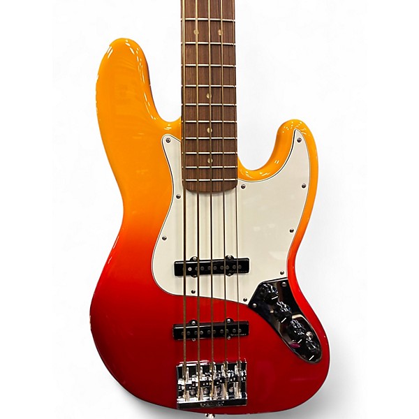 Used Fender Player Plus Jazz Bass V Red to yellow fade Electric Bass Guitar