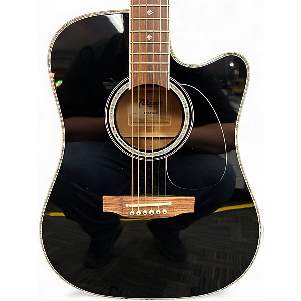 Used Takamine EF341DLX Black Acoustic Electric Guitar