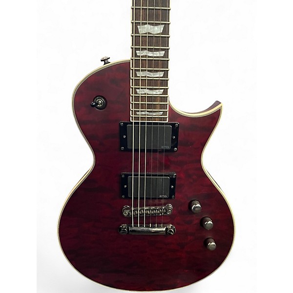 Used ESP LTD EC401QM Black Cherry Solid Body Electric Guitar