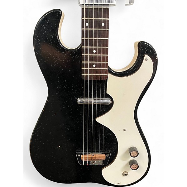 Vintage 1960s Silvertone 1446 Black Sparkle Solid Body Electric Guitar