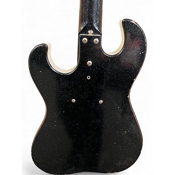 Vintage 1960s Silvertone 1446 Black Sparkle Solid Body Electric Guitar