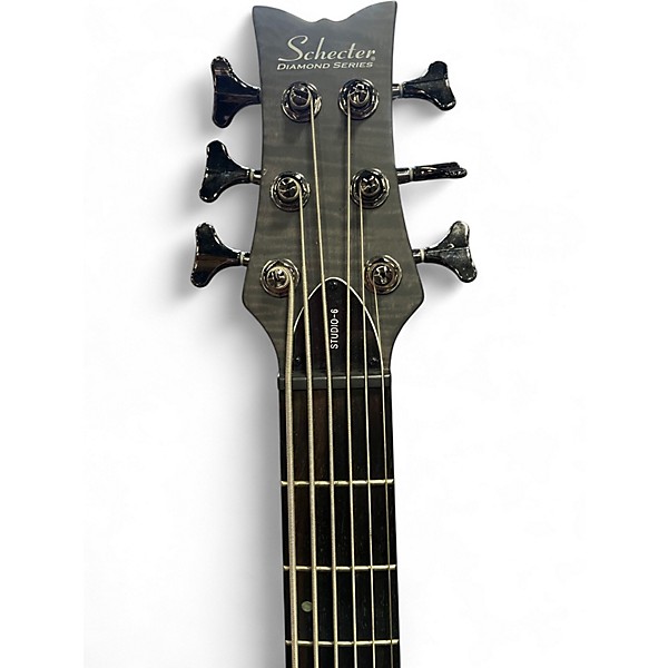 Used Schecter Guitar Research Stiletto Studio 6 String Black Electric Bass Guitar