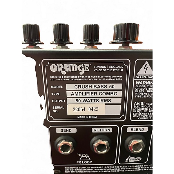 Used Orange Amplifiers Crush Bass 50 50W 1x12 Bass Combo Amp