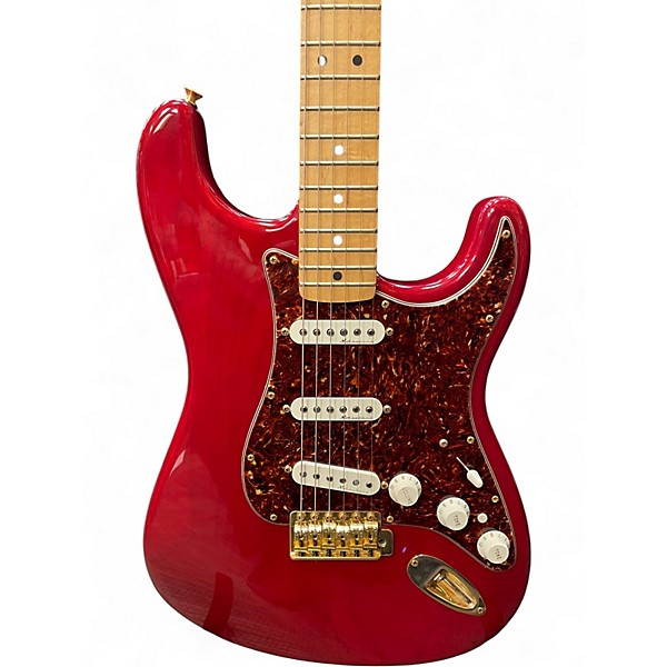 Used 2003 Fender Deluxe Stratocaster CANDY APPLE TRANSPARENT Solid Body Electric Guitar