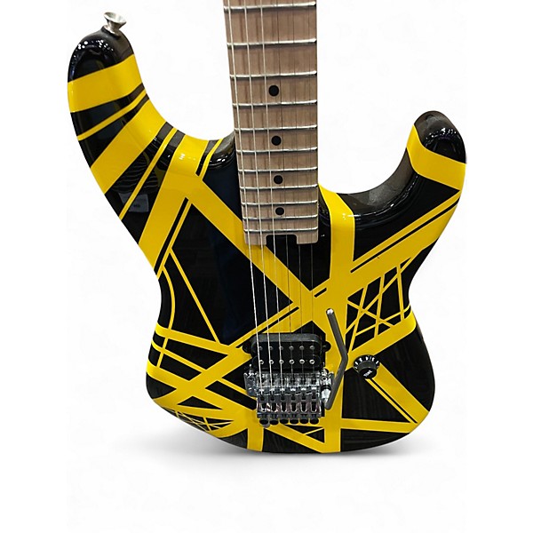 Used EVH Striped Series Black and Yellow Solid Body Electric Guitar