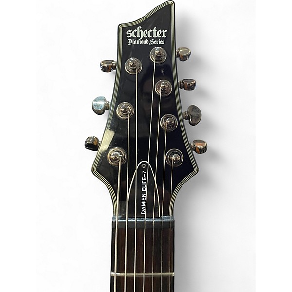 Used Schecter Guitar Research Damien Elite 7 BLACK SPARKLE Solid Body Electric Guitar