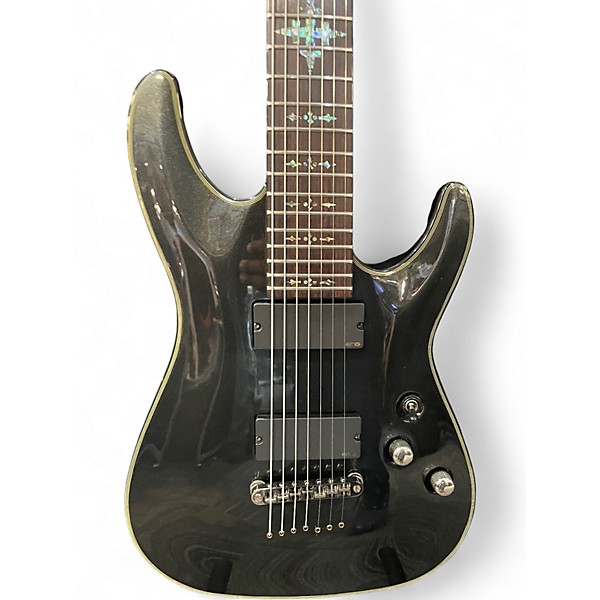 Used Schecter Guitar Research Damien Elite 7 BLACK SPARKLE Solid Body Electric Guitar