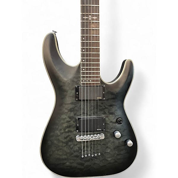 Used Schecter Guitar Research C1 Platinum Trans Black Solid Body Electric Guitar