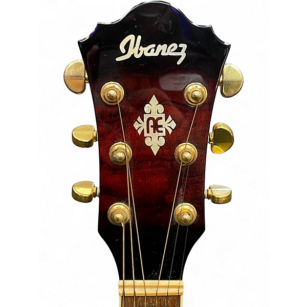 Used Ibanez AEF37E Trans Crimson Red Acoustic Electric Guitar