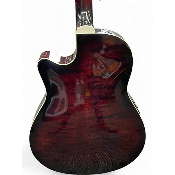 Used Ibanez AEF37E Trans Crimson Red Acoustic Electric Guitar