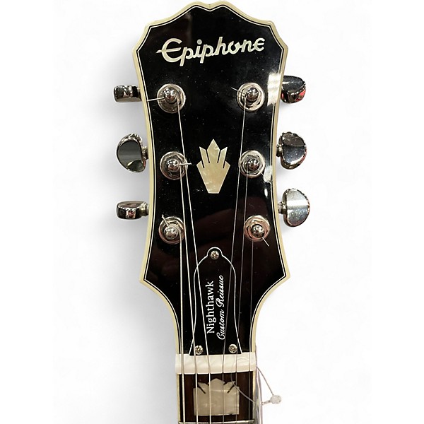 Used Epiphone Nighthawk Custom Reissue Trans Black Solid Body Electric Guitar