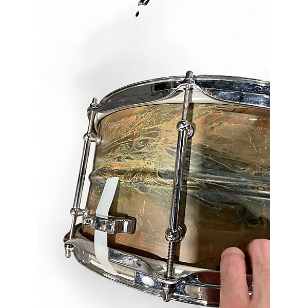 Used Pork Pie 7X13 Patina Brass Snare Patina Brass Drum