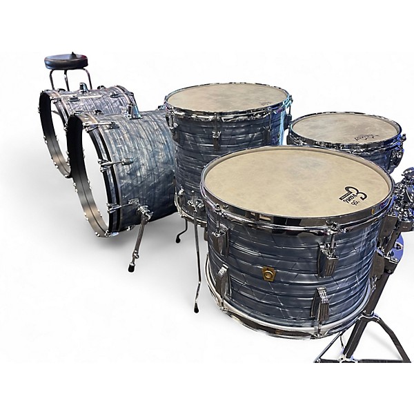 Used Ludwig 4 Piece Classic Maple Sky Blue Drum Kit