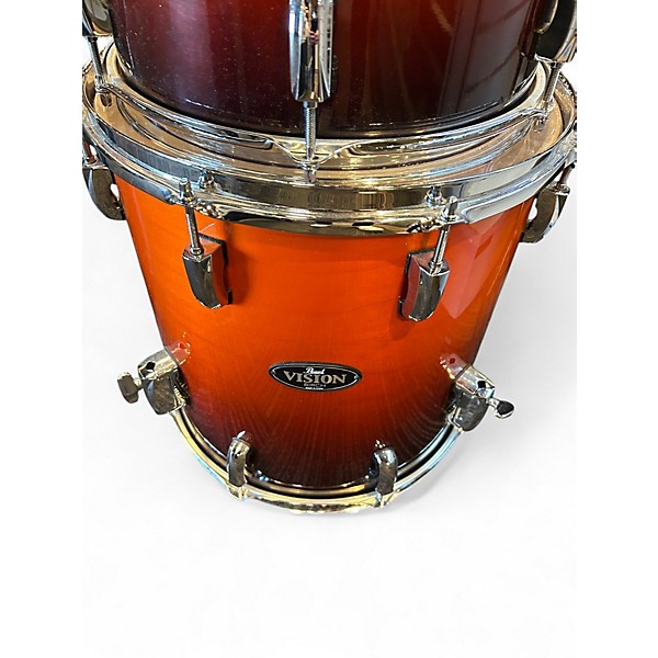 Used Pearl 3 Piece Vision ORANGE TO BLACK FADE Drum Kit