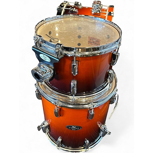 Used Pearl 3 Piece Vision ORANGE TO BLACK FADE Drum Kit