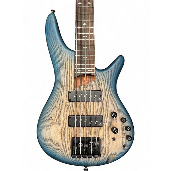 Used Ibanez SR605 5 String Blue Burst Electric Bass Guitar