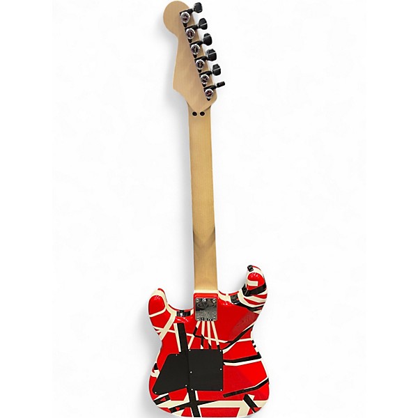 Used EVH Striped Series Red with Black and White Stripes Solid Body Electric Guitar