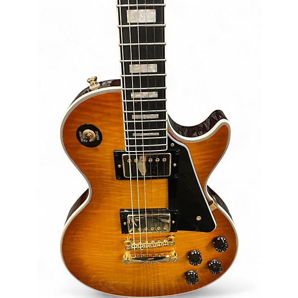 Used Epiphone Les Paul Custom Figured Iced Tea Burst Solid Body Electric Guitar