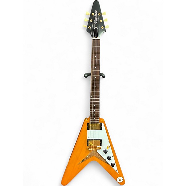 Used Epiphone Korina Flying V Natural Electric Bass Guitar