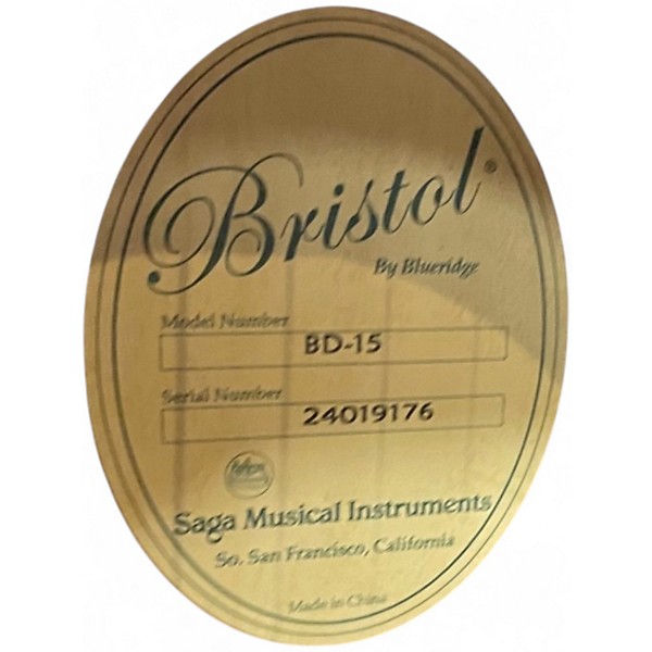 Used Bristol BD15 Vintage Natural Acoustic Guitar