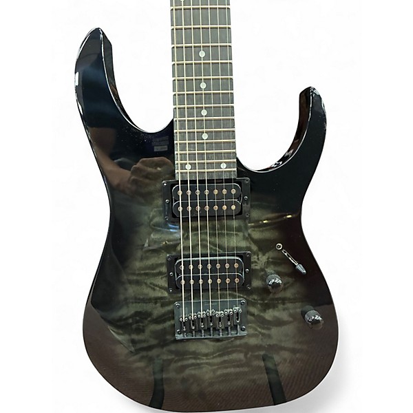 Used Ibanez GRG7221QA Trans Black Solid Body Electric Guitar