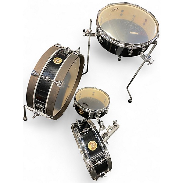 Used TAMA 4 Piece CLUB JAM PANCAKE KIT HAIRLINE BLACK Drum Kit