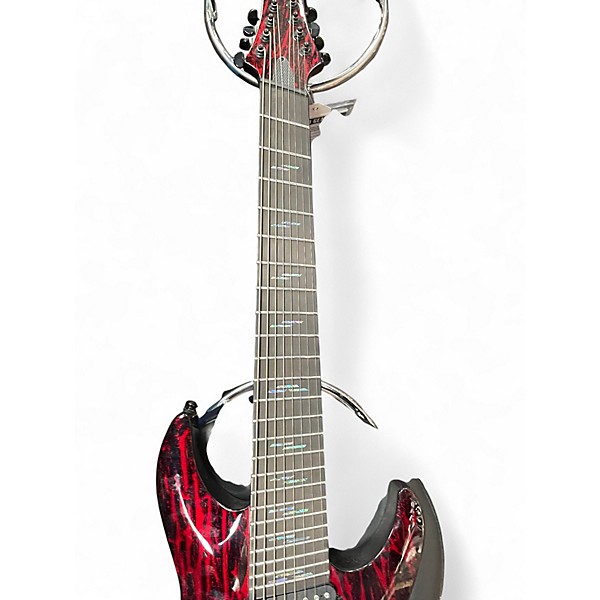 Used Schecter Guitar Research C-8 MULTI SCALE SILVER MOUNTAIN 8 STRING RED AND BLACK Solid Body Electric Guitar