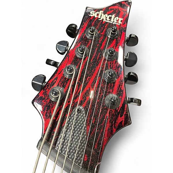 Used Schecter Guitar Research C-8 MULTI SCALE SILVER MOUNTAIN 8 STRING RED AND BLACK Solid Body Electric Guitar