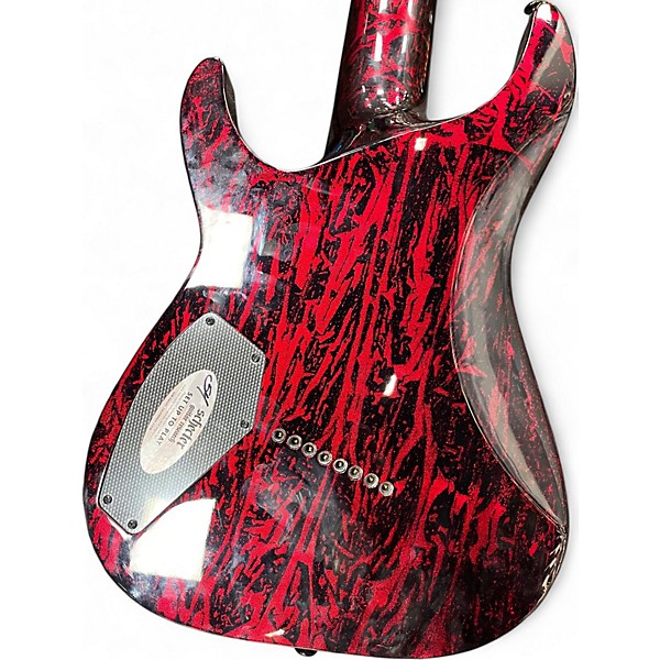 Used Schecter Guitar Research C-8 MULTI SCALE SILVER MOUNTAIN 8 STRING RED AND BLACK Solid Body Electric Guitar