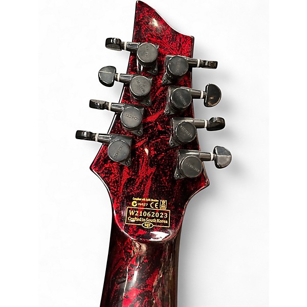 Used Schecter Guitar Research C-8 MULTI SCALE SILVER MOUNTAIN 8 STRING RED AND BLACK Solid Body Electric Guitar