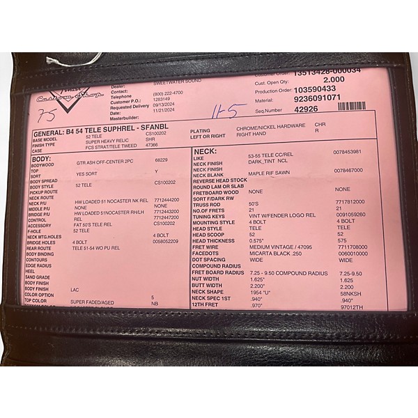 Used Fender Custom Shop '54 Telecaster Aged Blonde Solid Body Electric Guitar