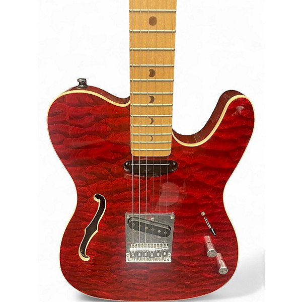 Used Luna Deco TLE Red Hollow Body Electric Guitar