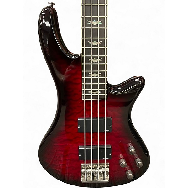 Used Schecter Guitar Research Stiletto Extreme 4 String Black Cherry Electric Bass Guitar