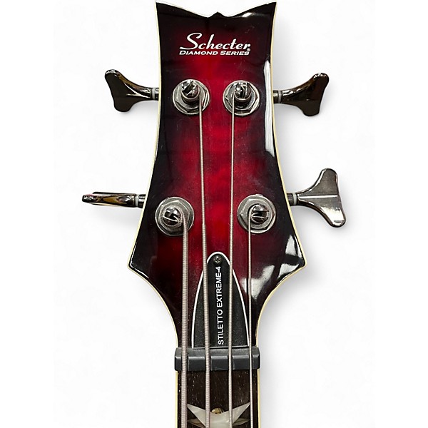 Used Schecter Guitar Research Stiletto Extreme 4 String Black Cherry Electric Bass Guitar