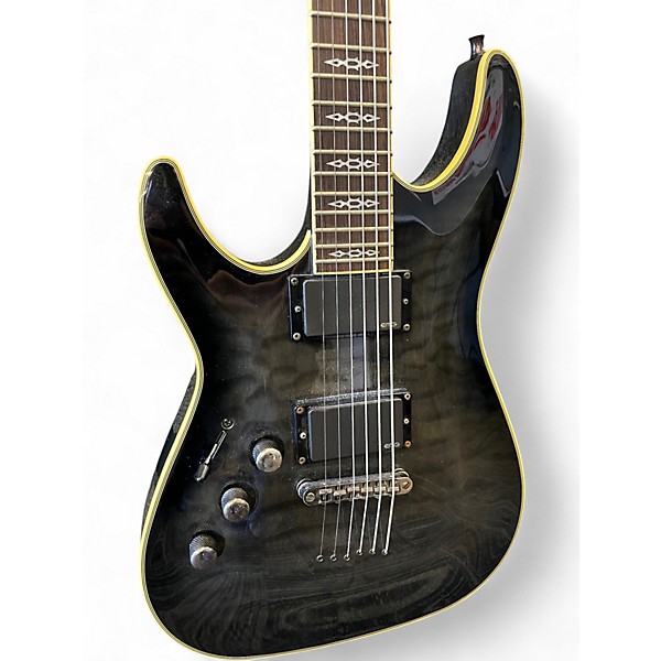 Used Schecter Guitar Research Hellraiser Special C1 Left Handed Trans Black Electric Guitar
