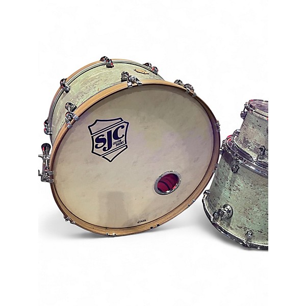 Used SJC Drums 3 Piece Heirloom Mahogany Shell Pack Dirty Mint Drum Kit