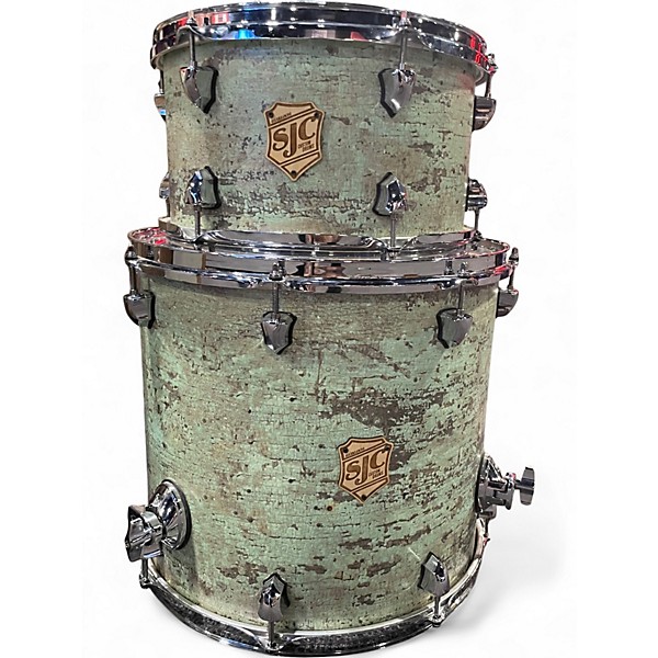 Used SJC Drums 3 Piece Heirloom Mahogany Shell Pack Dirty Mint Drum Kit