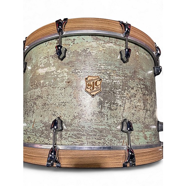 Used SJC Drums 3 Piece Heirloom Mahogany Shell Pack Dirty Mint Drum Kit