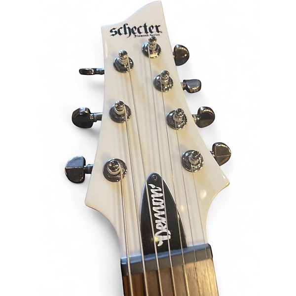 Used Schecter Guitar Research Demon 7 String White Solid Body Electric Guitar