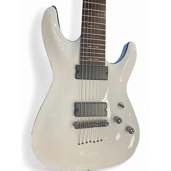 Used Schecter Guitar Research Demon 7 String White Solid Body Electric Guitar