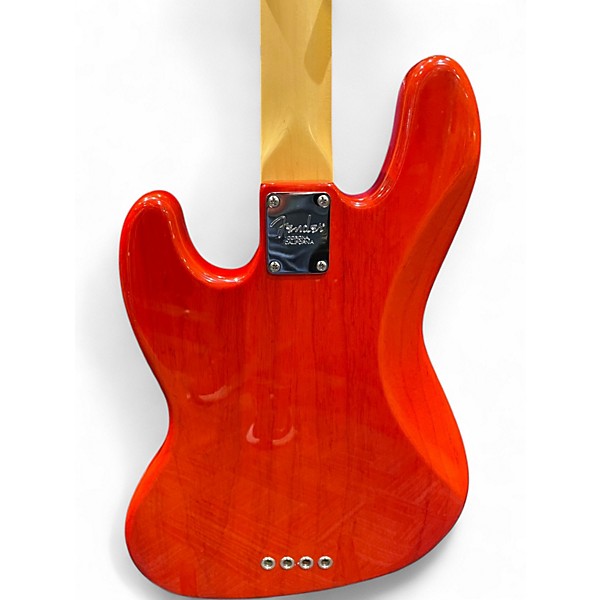 Used Fender American Standard Jazz Bass Sunset Orange Transparent Electric Bass Guitar