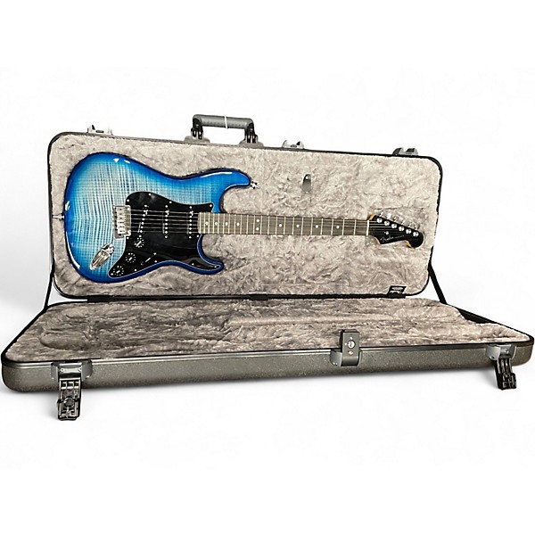 Used Fender American Ultra Luxe Stratocaster BLUE FLAME Solid Body Electric Guitar