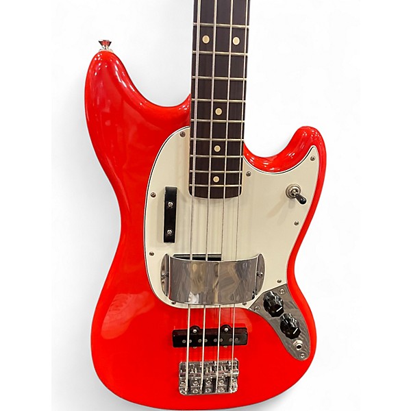 Used Fender Mustang Bass CORAL RED Electric Bass Guitar