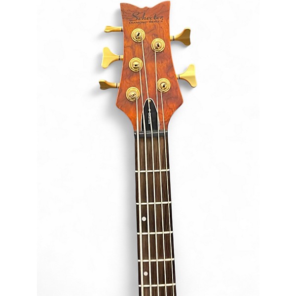 Used Schecter Guitar Research Stiletto Studio 5 String Amber Electric Bass Guitar