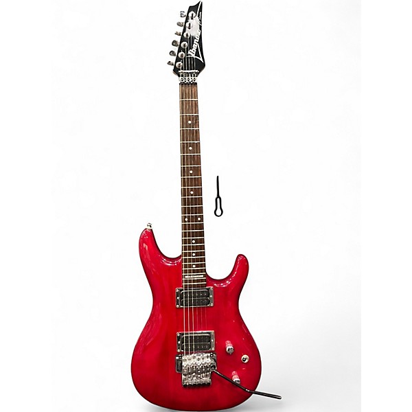Used Ibanez JS100 Joe Satriani Signature TRANSPARENT RED Solid Body Electric Guitar